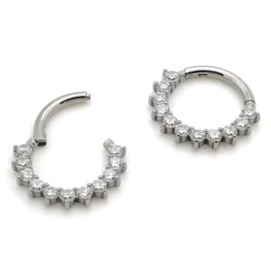 Piercing Argola Frontal com Zircônias 11 Pedras Titânio
