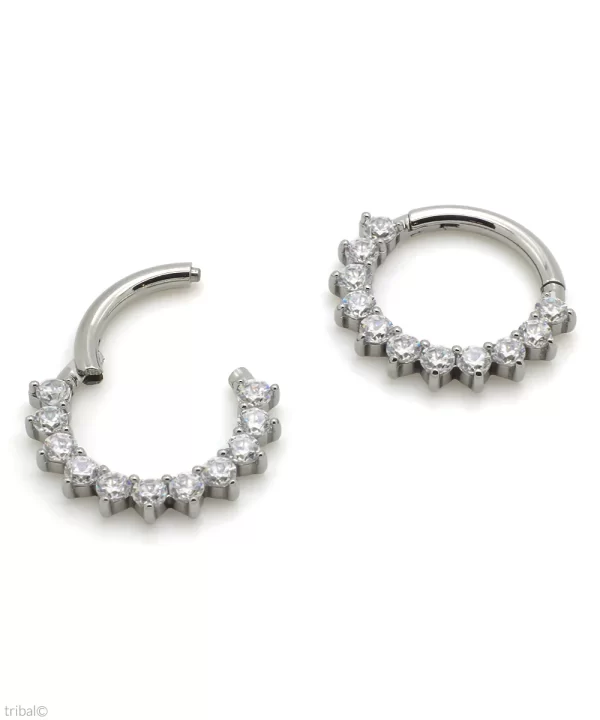 Piercing Argola Frontal com Zircônias 11 Pedras Titânio